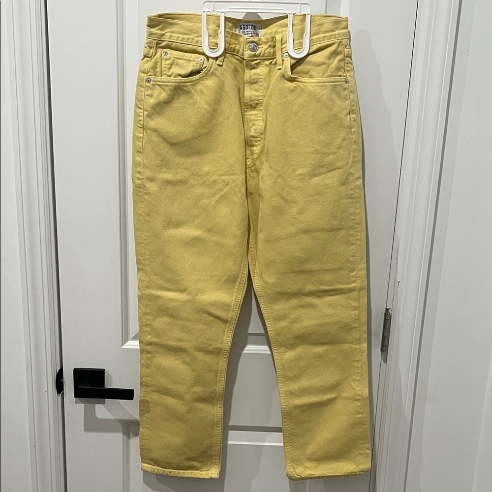 Butter Yellow Agolde Straight Leg Button Up Jeans, Size 30‎